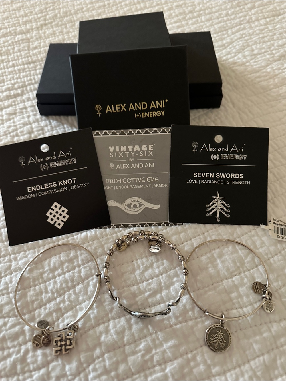 Alex and Ani Silver Tone Charm Bangle Bracelet Set
